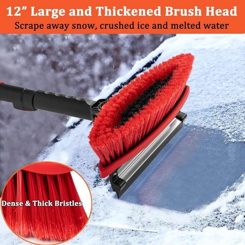 3-in-1 Extendable Snow Brush Ice Scraper Squeegee for Auto