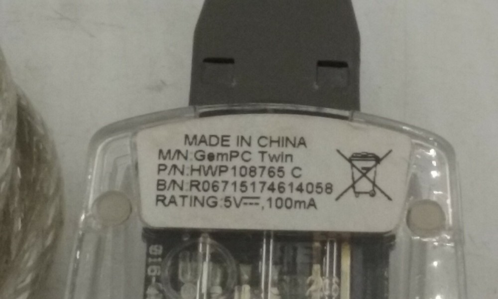 GEM PC HWP108765 C TWIN USB SMART CARD READER