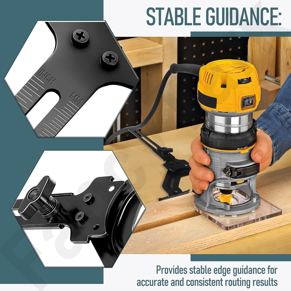 DNP618 Edge Guide for Fixed Base Compact Router, Compatible With DeWalt Porter-C