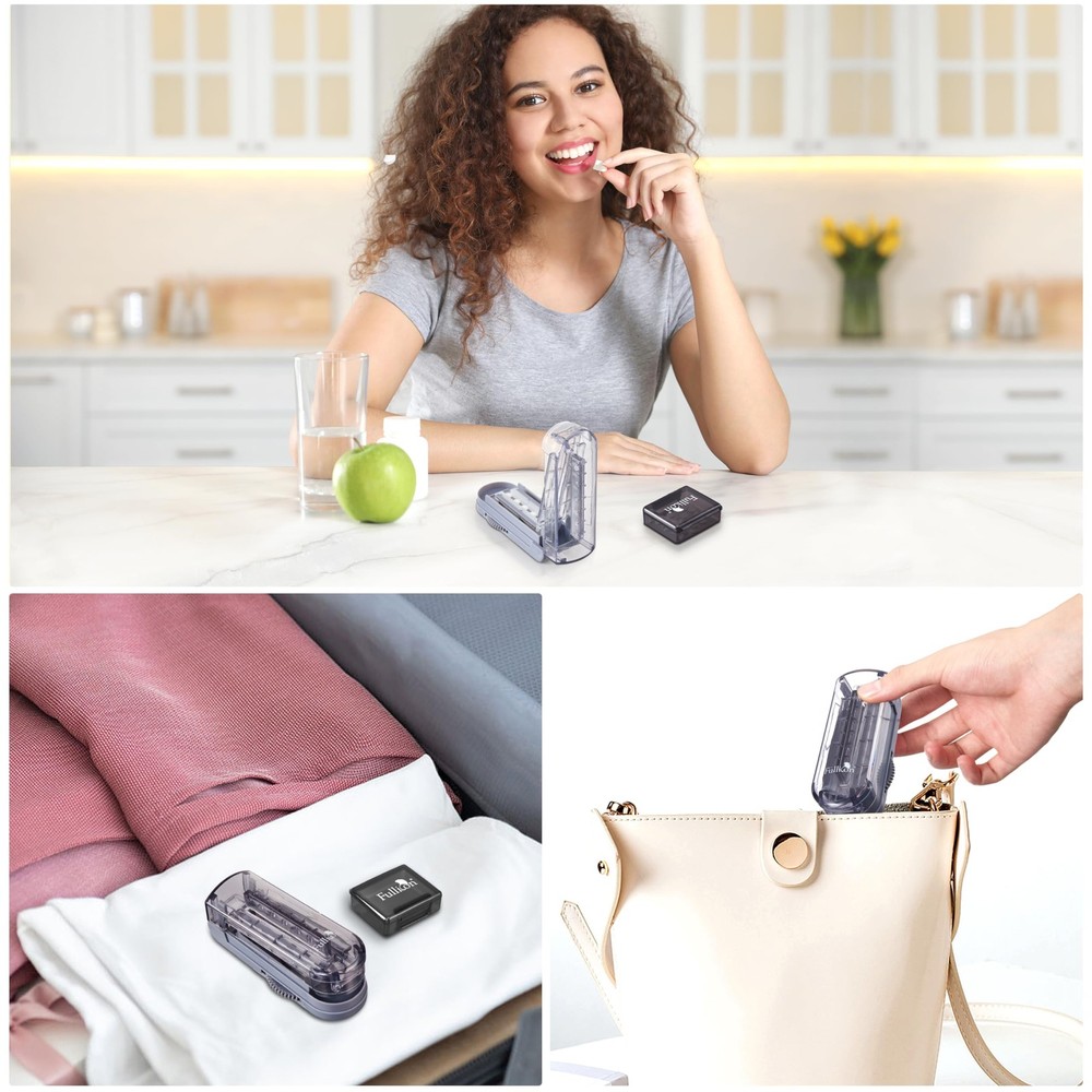 Fullicon Multiple Pill Cutter - Adjustable for Small Pills With Accurate Grey