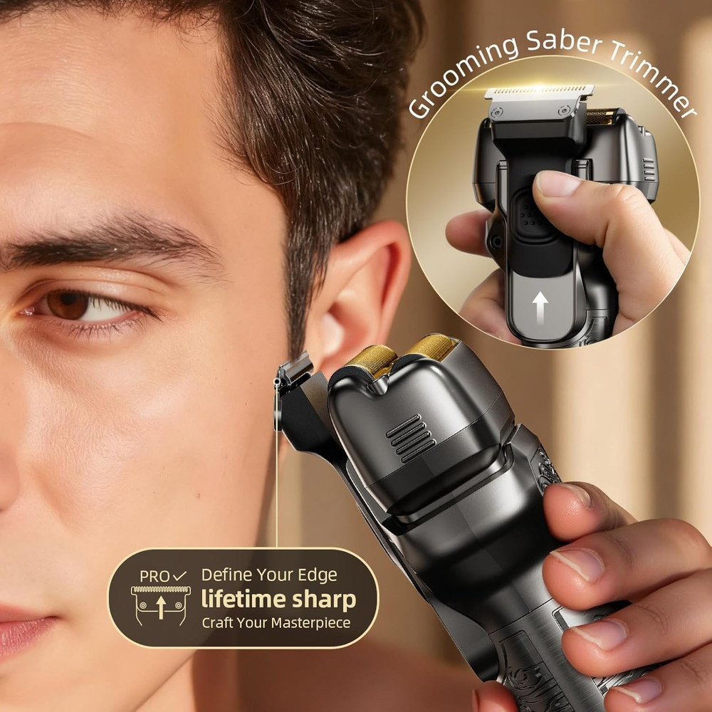 Electric Razor Pop-Up Trimmer LED Gray