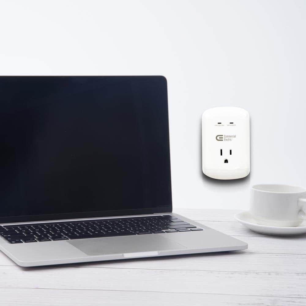1-Outlet Wall Mounted Surge Protector, White (4-Pack)