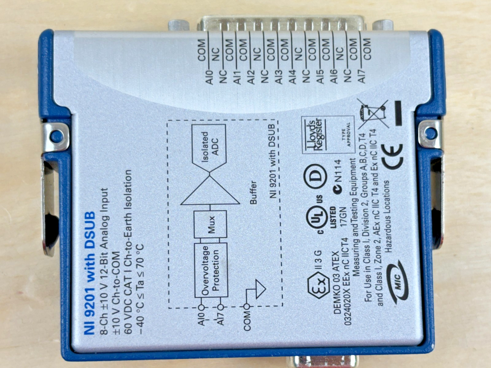 National Instruments NI 9201 w/ DSUB Analog Input Module, 8-Channel