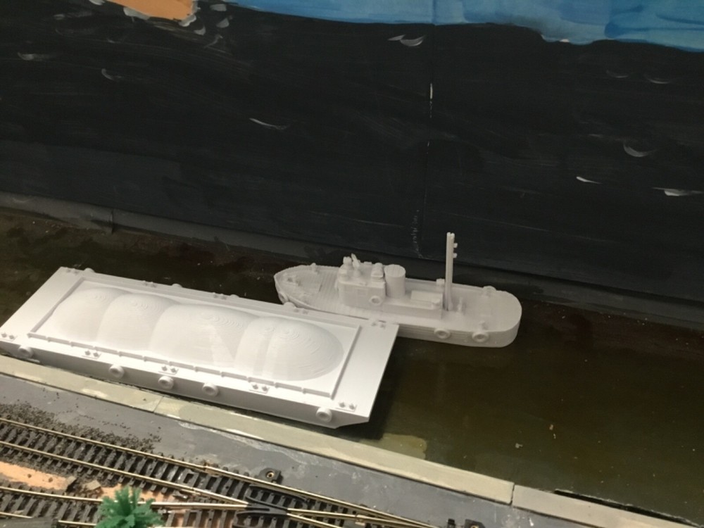 N scale Open top barge with load 3-D PRINT UNPAINTED