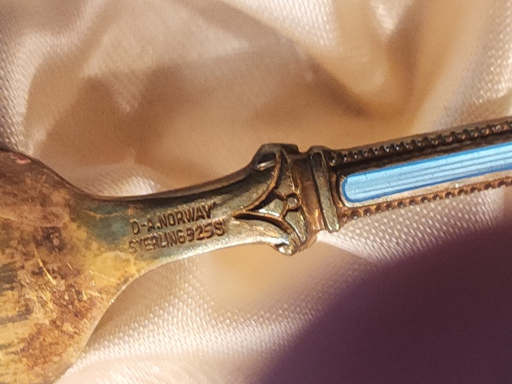 Vintage David Andersen Norway Sterling Silver & Enamel Fork & Spoon Set