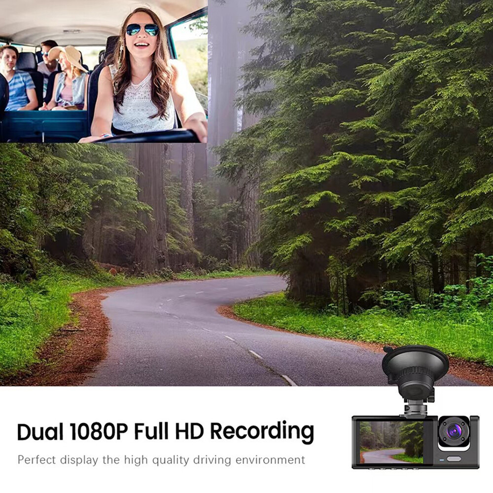 32GB Dash Cam for Car Security Camera Front & Rear & Inside Vehicle Dash Camera