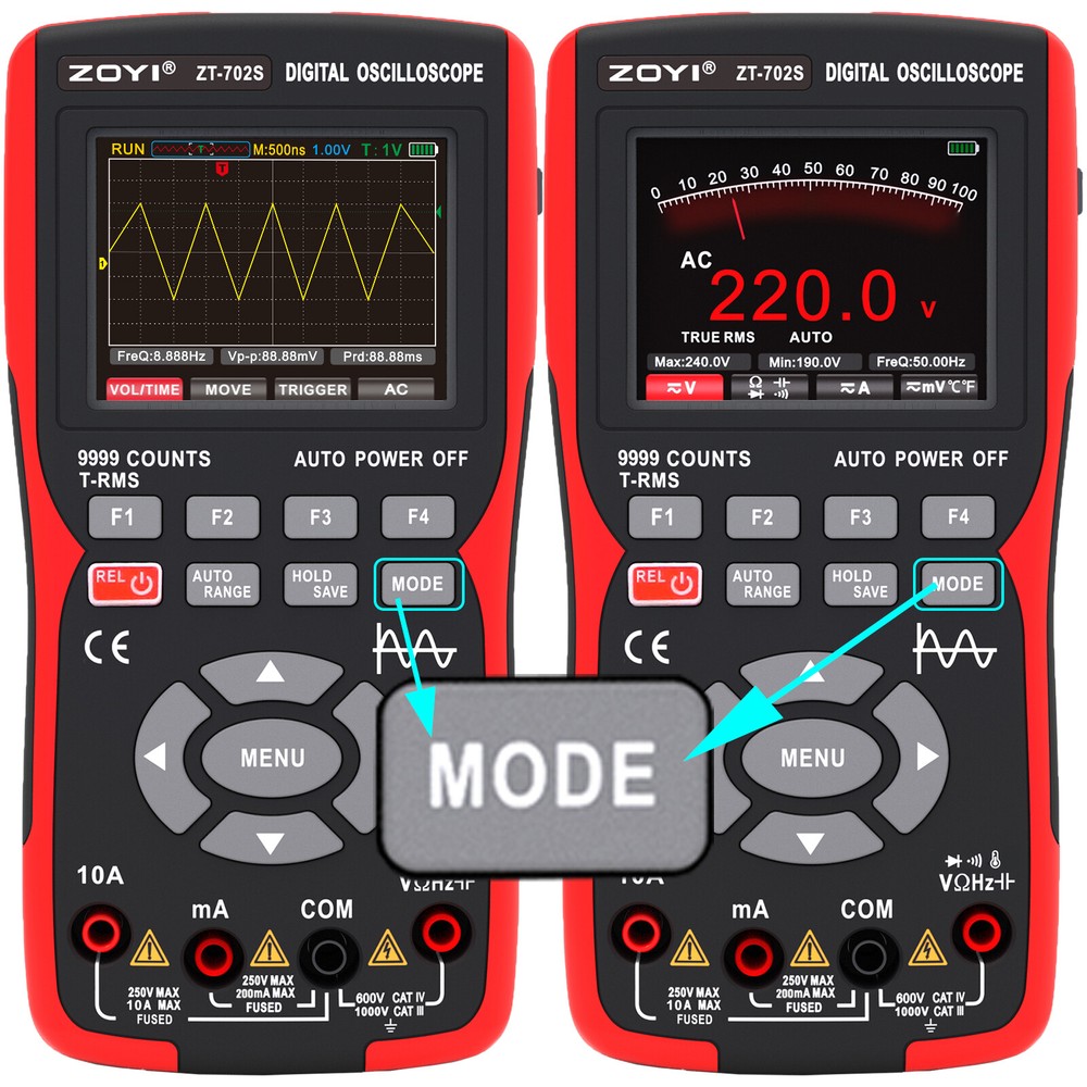 Handheld 2 in 1 Oscilloscope Multimeter Capacitance Resistance Tester Waveform