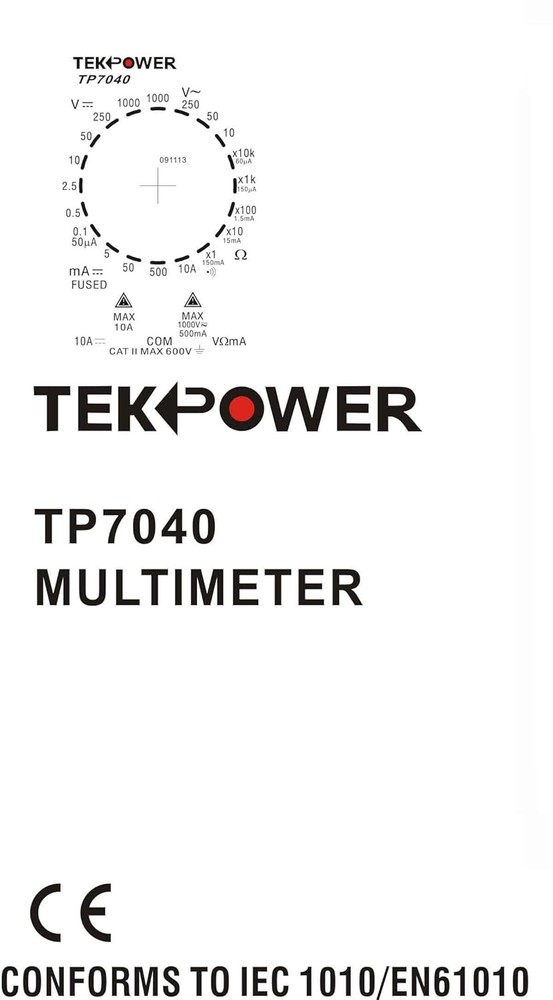 Tekpower TP7040 20-Range AC/DC Analog Multimeter General Purpose with Red