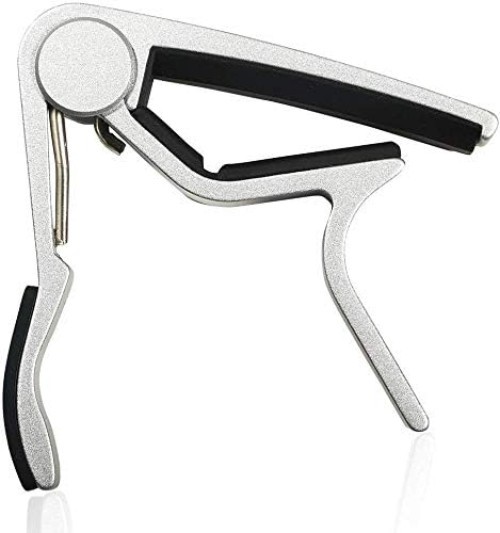 Silver Guitar Capo for 6-String Guitars + 5 Picks - Quick Release