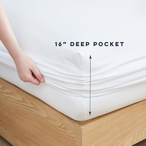 Sheets Set 6 Piece Cooling Bed Sheets with 4 Envelope Pillowcases King White