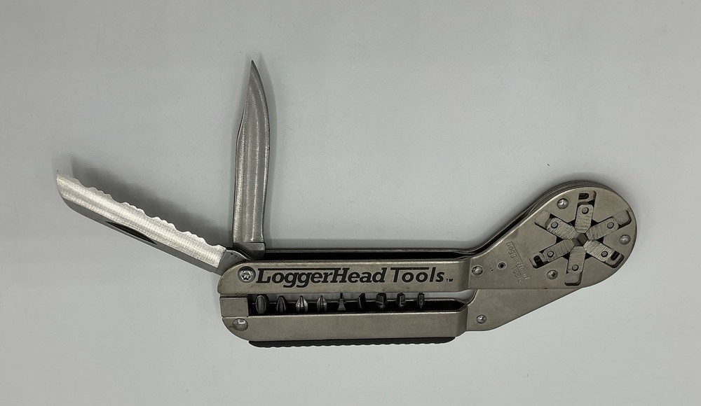 LoggerHead Tools 6" Bionic Wrench/Multitool w/9 Bits, 2 Blades & Belt Pouch USA