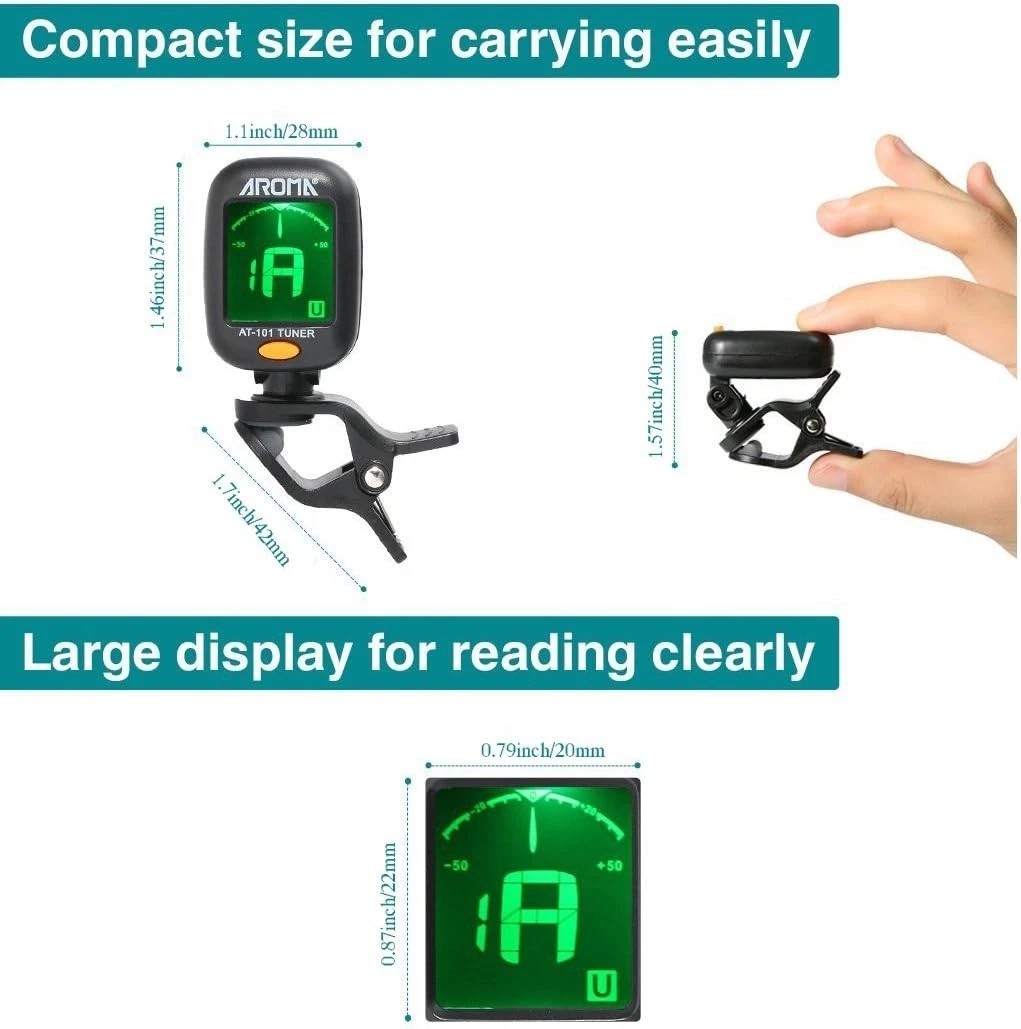 1X Clip-On LCD Digital Tuner for Guitar Bass Violin Ukulele Chromatic AT-01A NEW