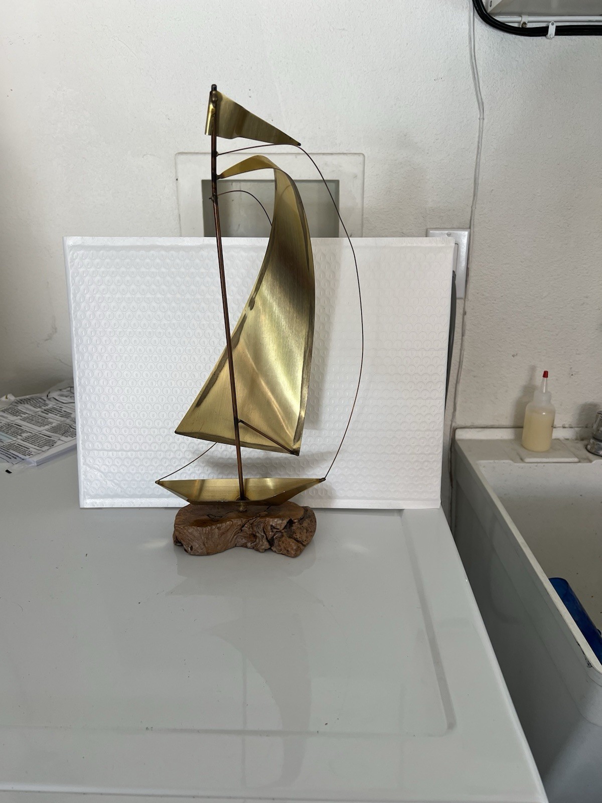 Brass Vintage/Antique Mid Century Modern Sail Boat Sculpture