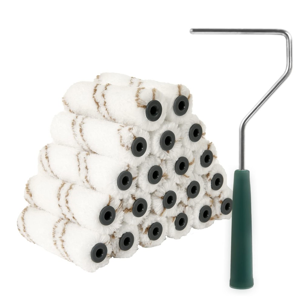 Mister Rui Microfiber Paint Roller Covers, 20 4 Inch,20 Pack, White+Brown
