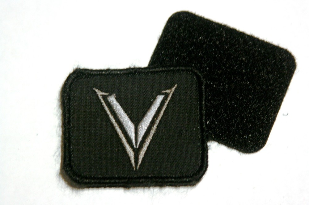 V - "Velocity Systems" Tactical Morale Patch Black & White PVC *NEW Hook & Loop