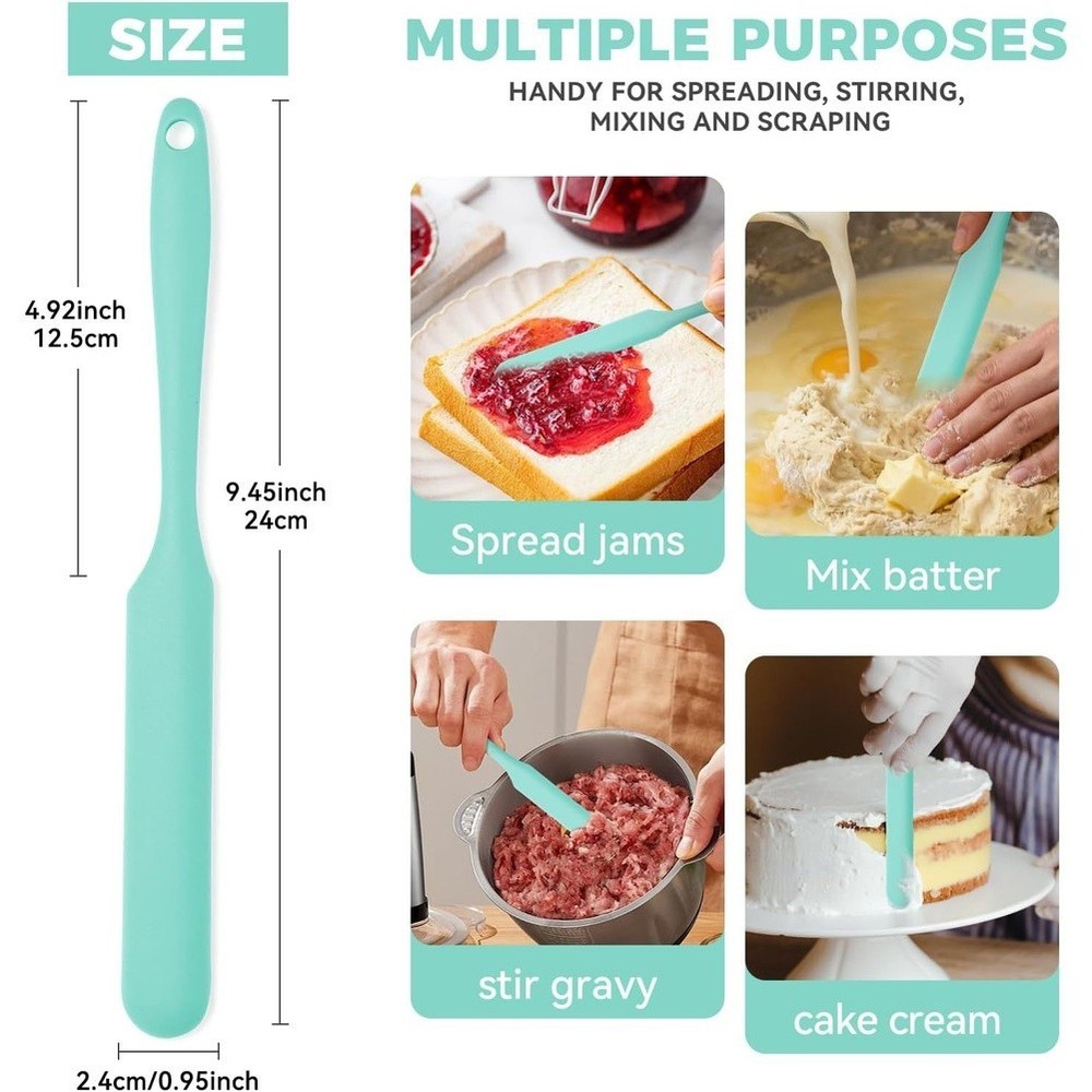 3PCS Silicone Scraper Spatula Set for Jars Bottles Containers and Baking Prep