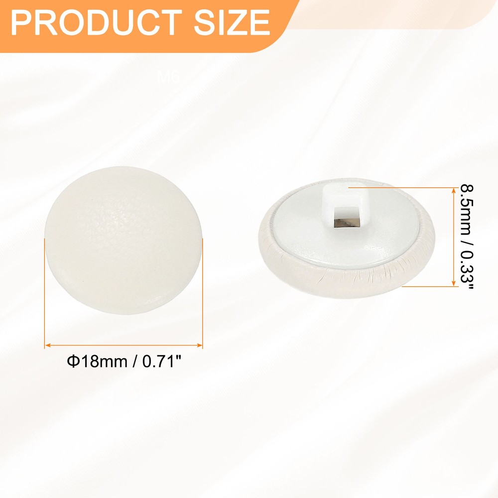 10pcs PU Leather Covered Button 18mm Plastic Shank Round Button, White
