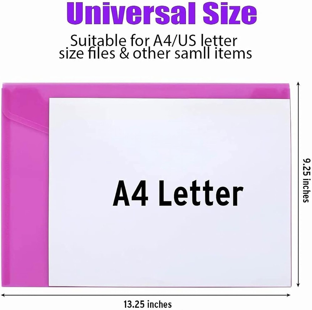 12 Pack Plastic Envelopes File Folders, Plastic Folders w Pockets Large Capacity