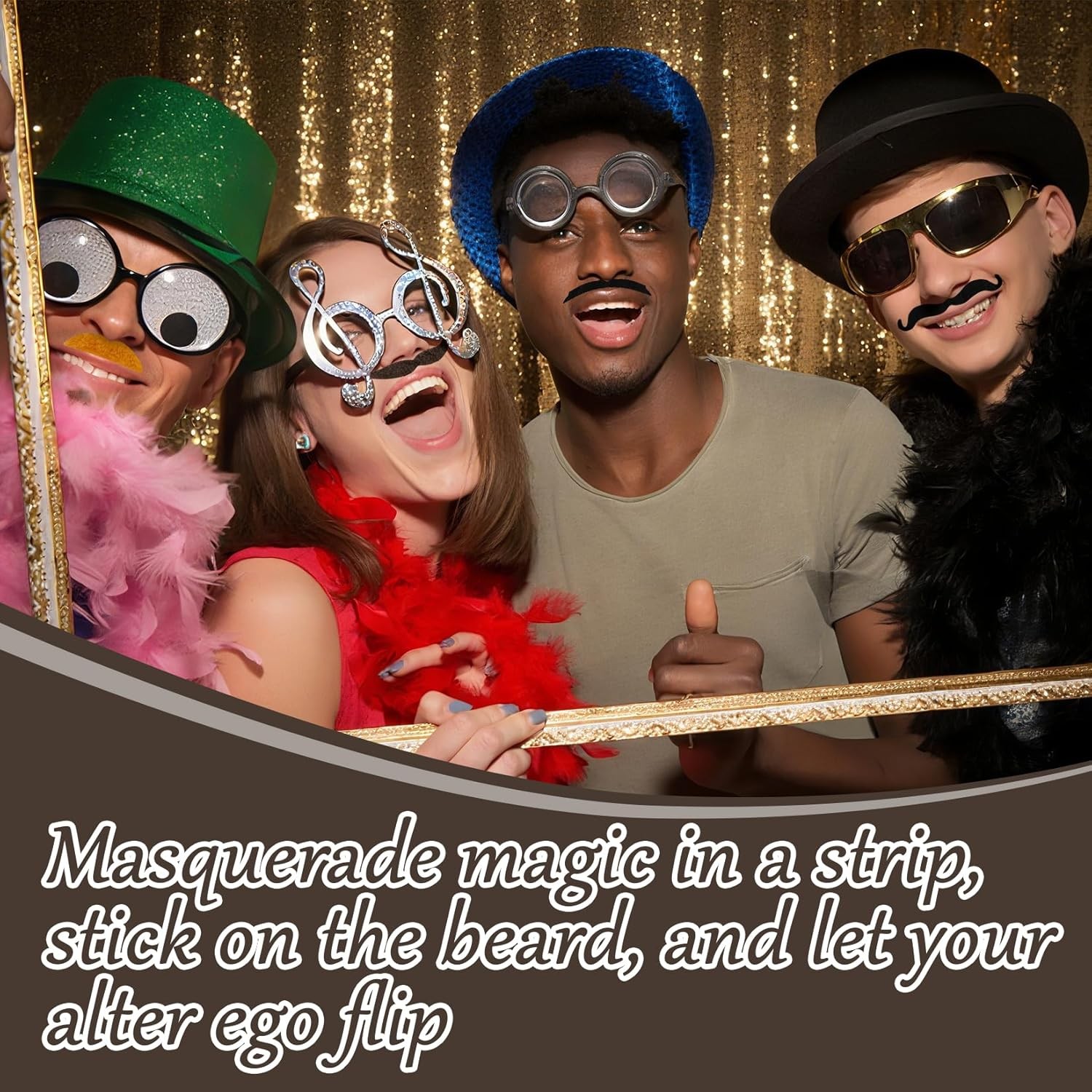 70 Pcs Fake Mustaches, Self Adhesive Fake Novelty Hairy Beard Costume, Christmas