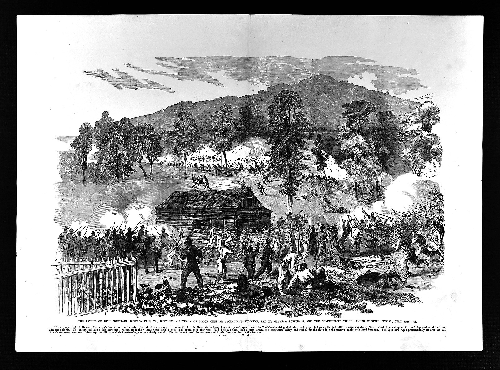 Leslie Civil War Print - Battle of Rich Mountain Beverly Pike Virginia Rosecrans