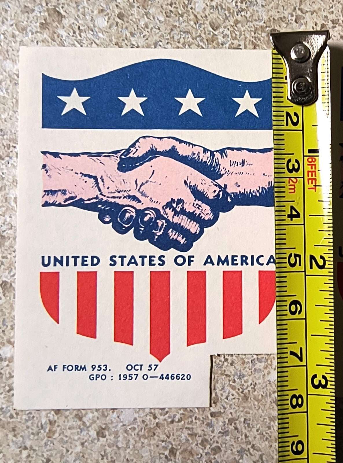 Vintage 50's Patriotic Label, Sticker USA Armed Forces- Air Force, Patriot Army