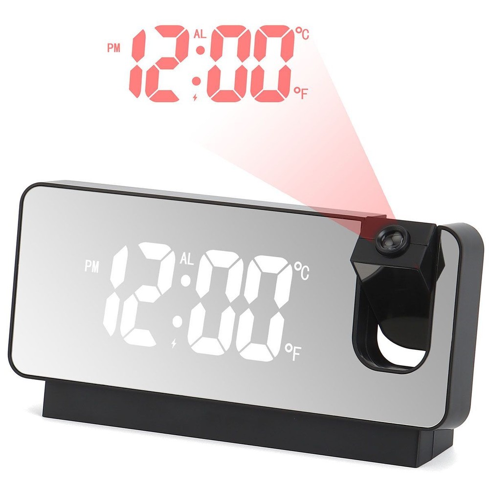 LED Digital Projector Projection Snooze Dual Alarm Clock Timer USB Temperature
