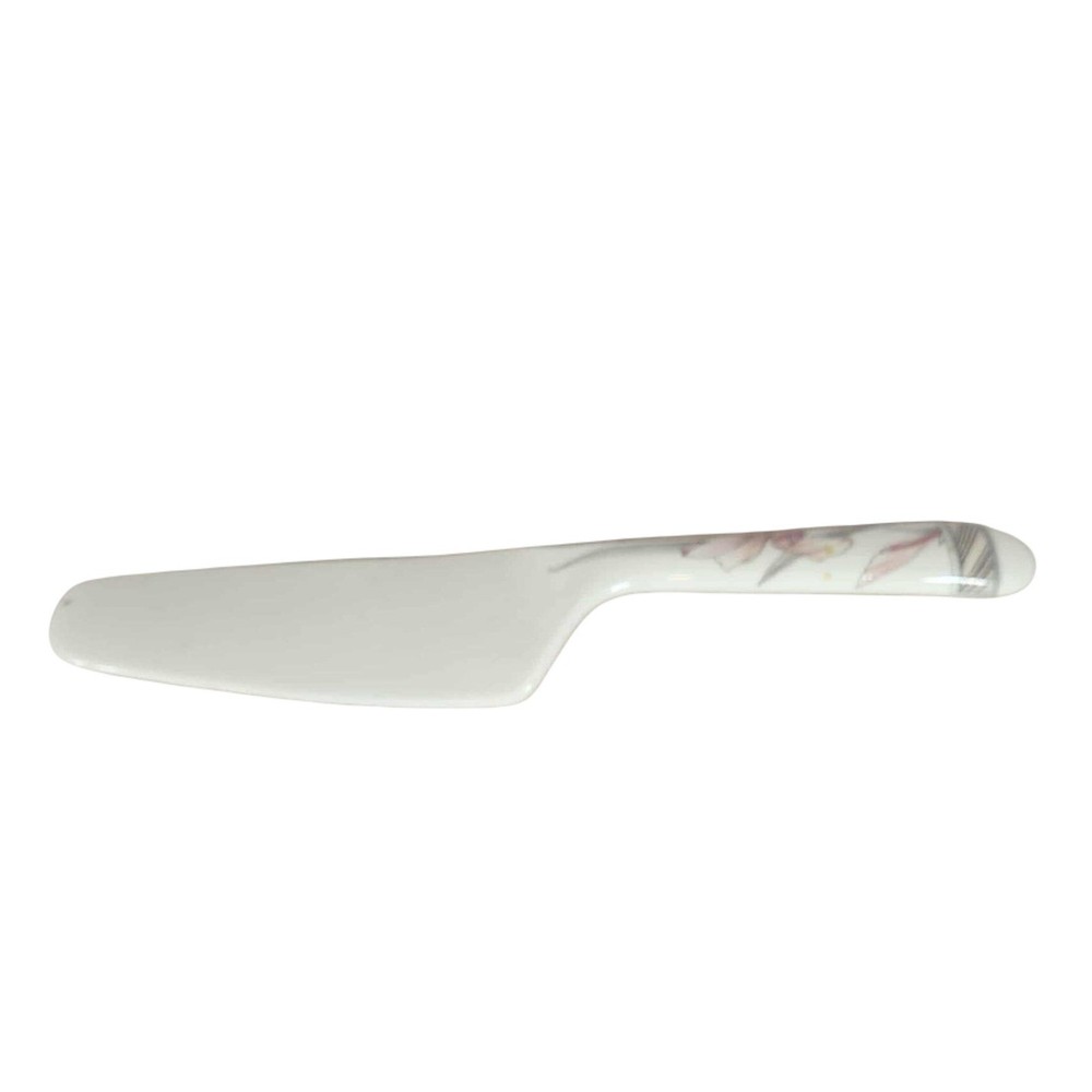 Mikasa Cake Server Pie Spatula White Floral Handle