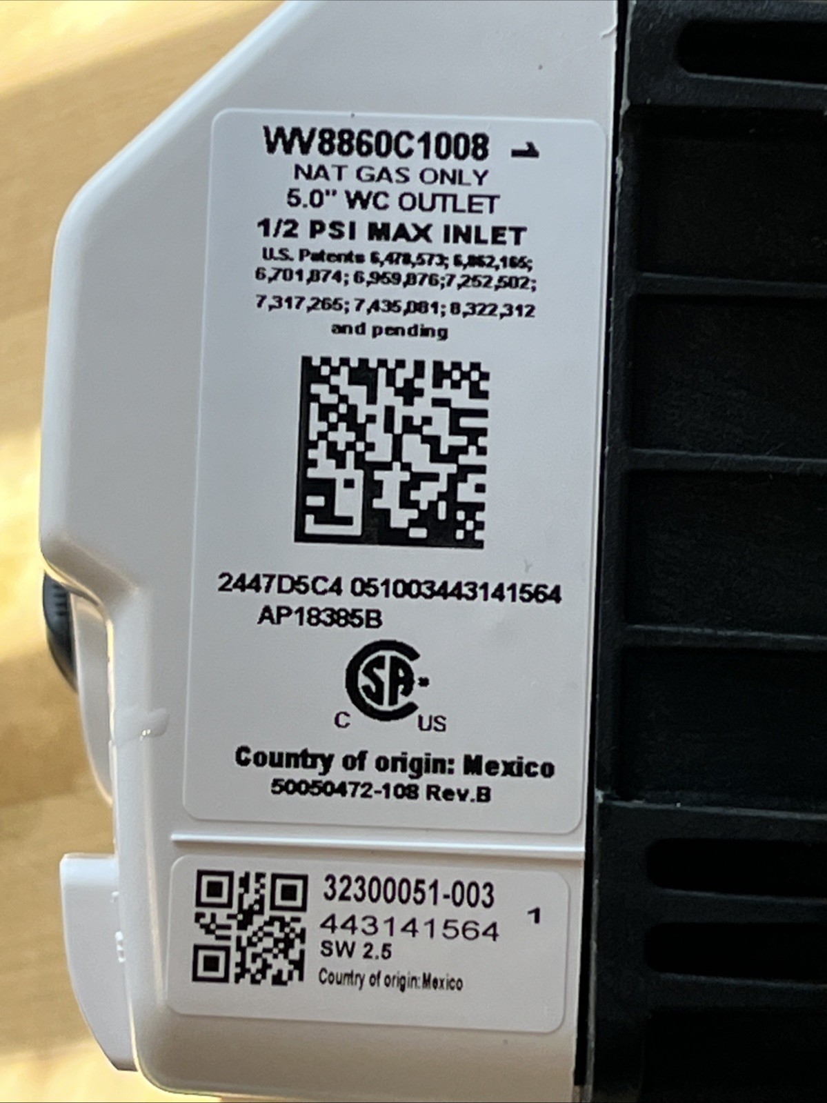 WV8860C1008 / SP20867C￼RESIDEO Gas Control Valve