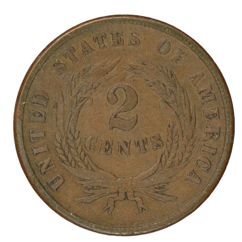 1864 2 Cent Piece Large Motto ~ High VF