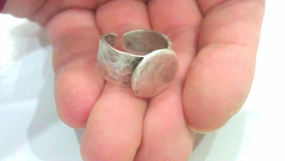 Ring Blank Base Bezel Setting Antique Silver Plated Brass Adjustable