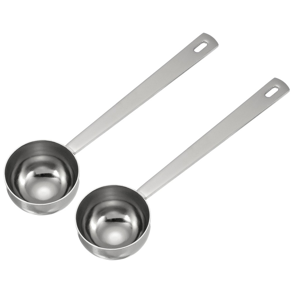 2Pcs Measuring Spoon, 30ml Long Handle Table Scoop Teaspoon, Silver