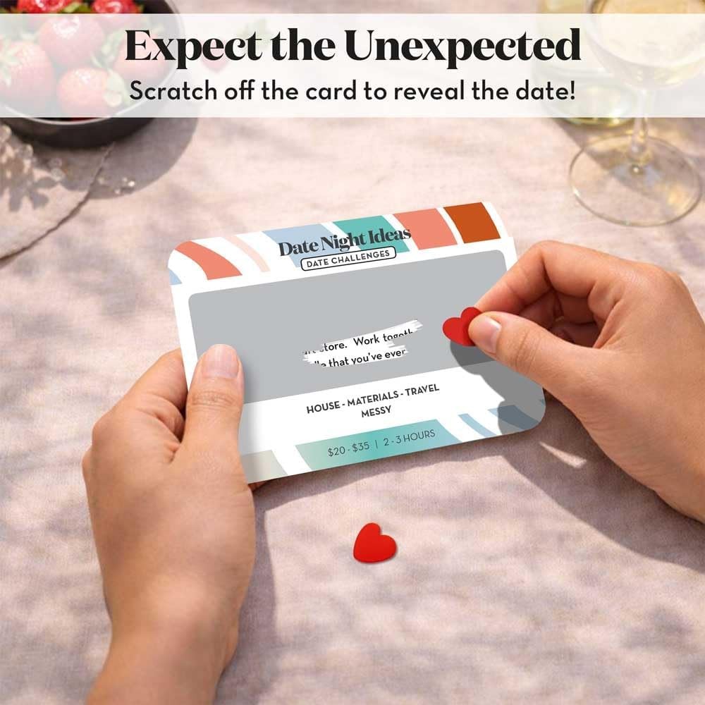 35 Scratch Off Date Night Ideas, Couples Standard Card Deck Size, Multicolor