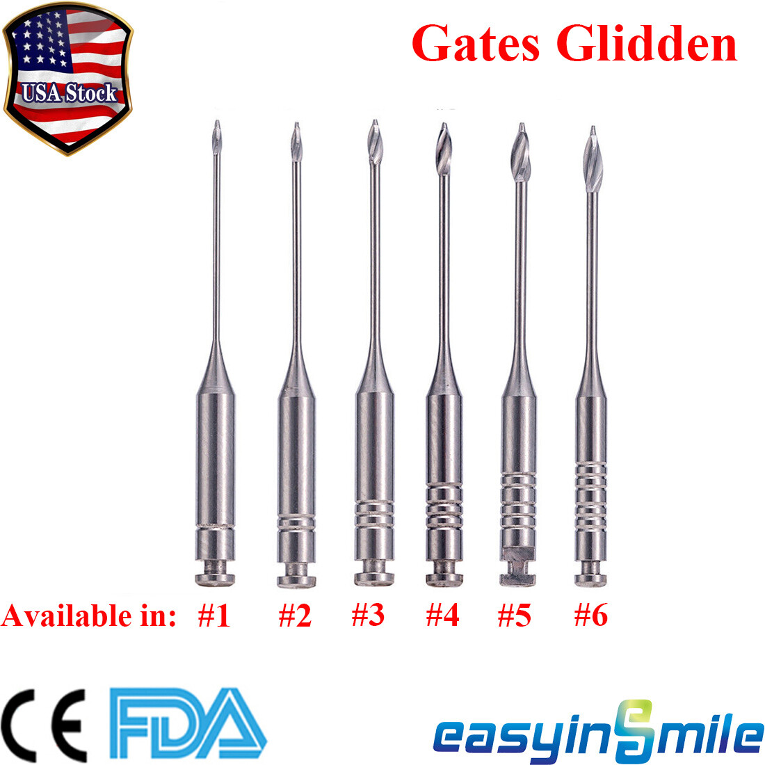 Dental Endo Pesso Reamers Gates Glidden Drills Spiral Burs Root Canal Drill #1-6