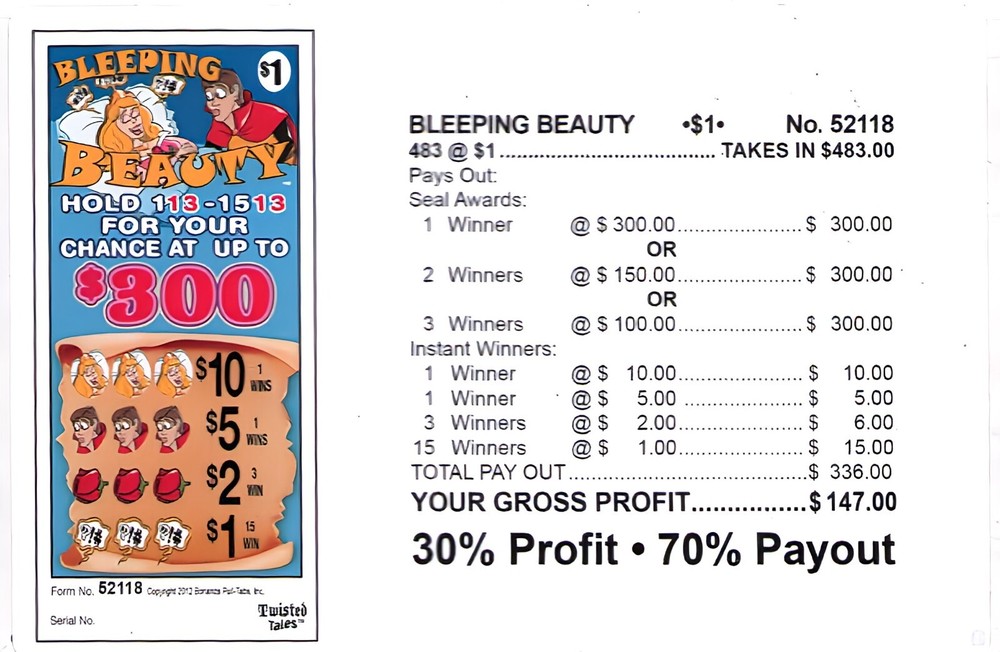 Hard Card - Pull Tickets- Tab - Game - 3 Pack Bleeping Beauty