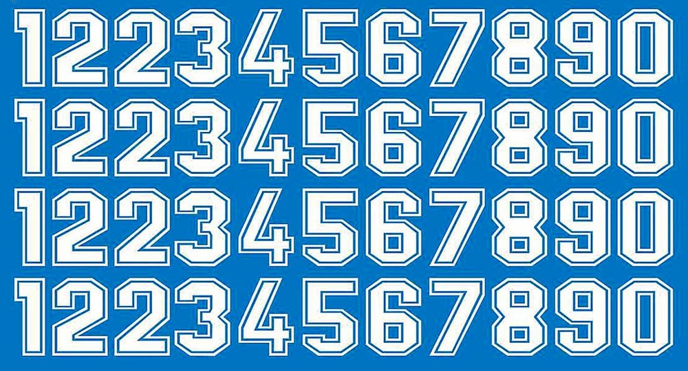 Start Numbers White 10 mm 1:32 Decal Decal 21-3
