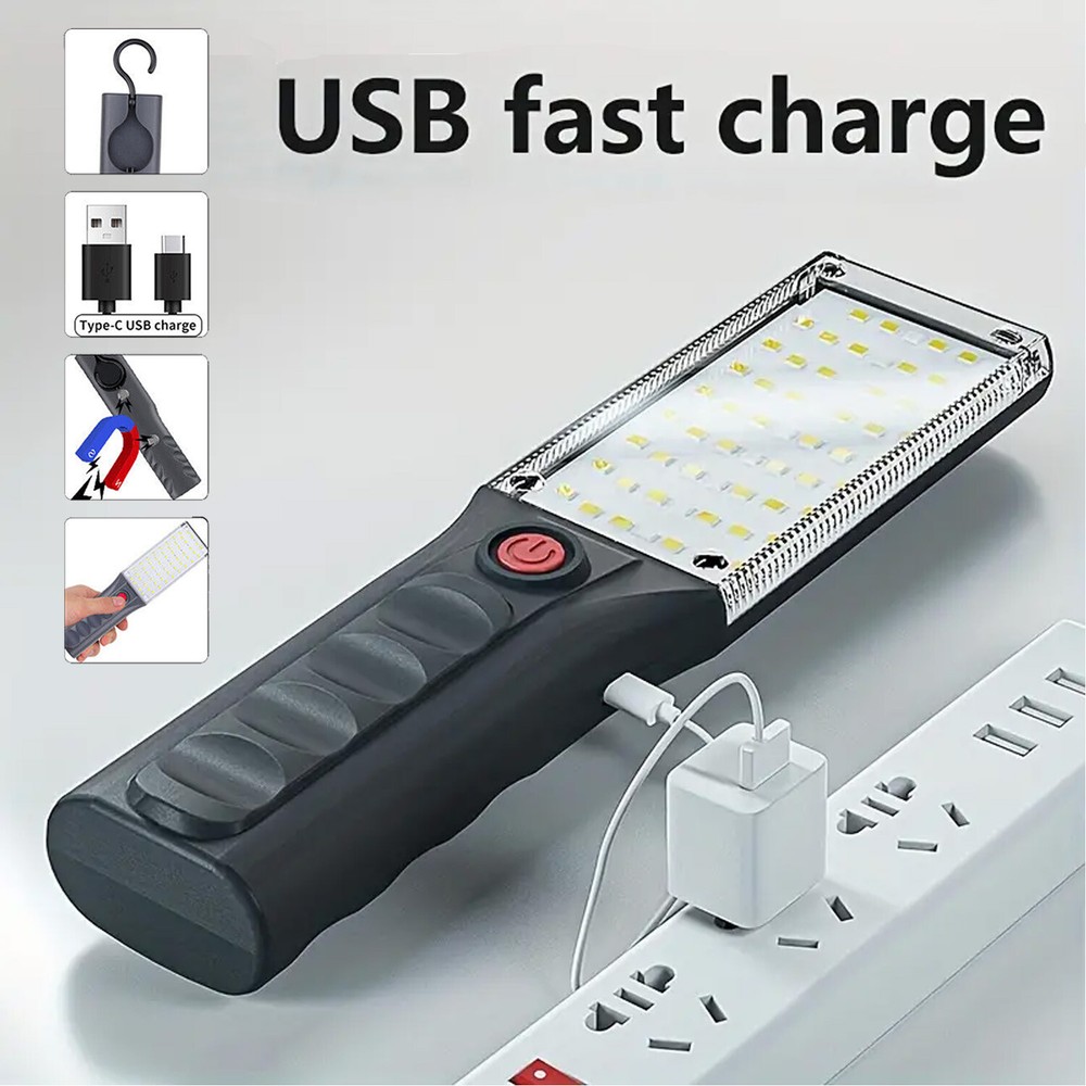 LED Work Light Rechargeable Mechanic Flashlight Lamp Magnetic 5 Lighting Modes