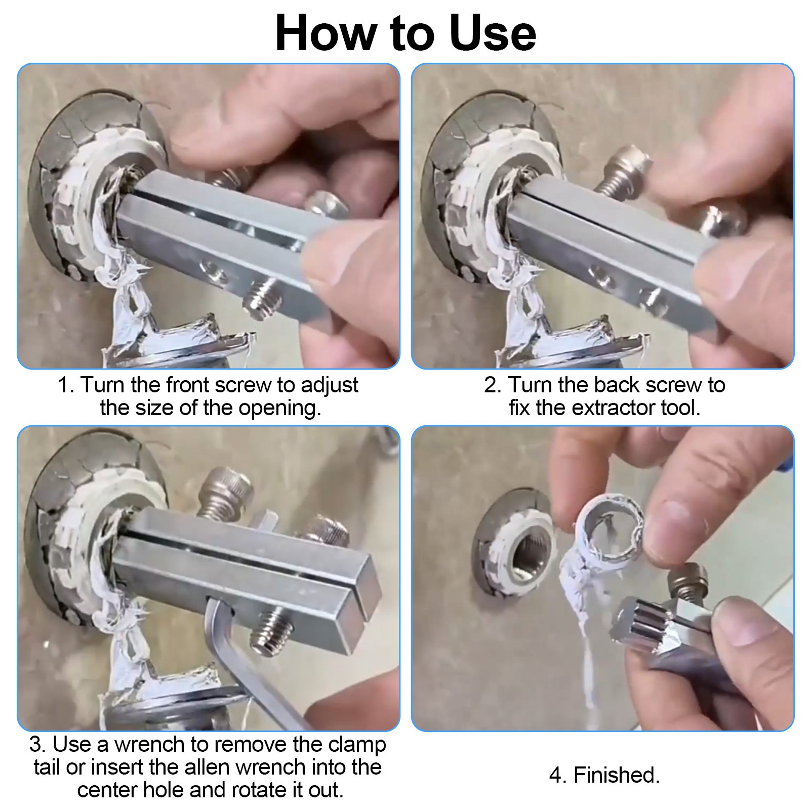 2PCS Broken Pipe Extractor Tool Set 1/2" 3/4" Broken Faucet & Screw Remover Kit