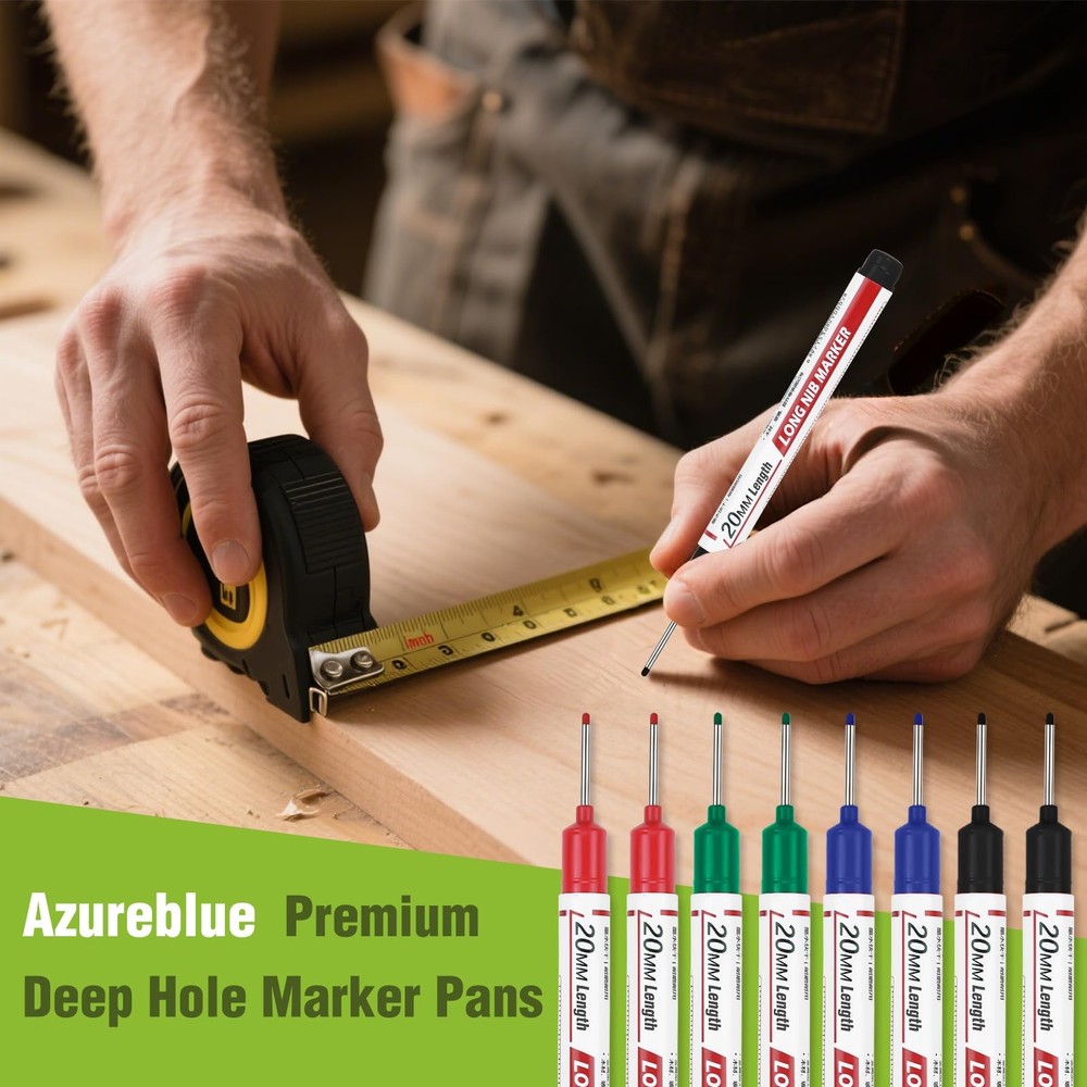 8pcs Long Nib Marker, Long Head Deep Hole Marker Pens, Waterproof Constructio...