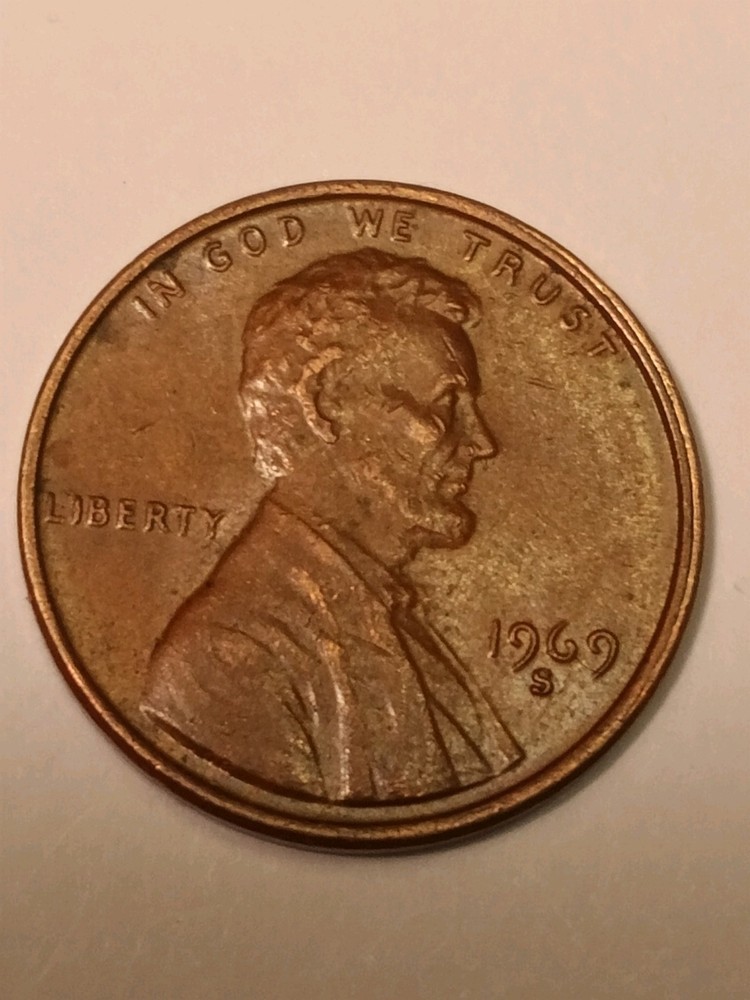 1969 S Lincoln Penny Cent Wide AM FG Error