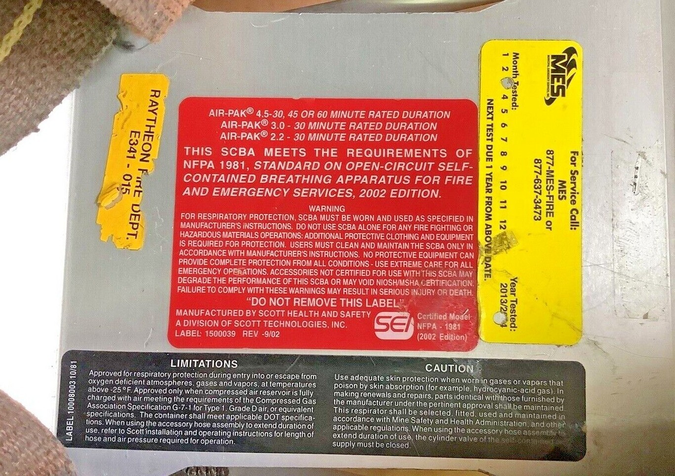 Scott 4.5 SCBA Harness with PresurPak, EZ Flo Regulator & Air Supply Firefighter