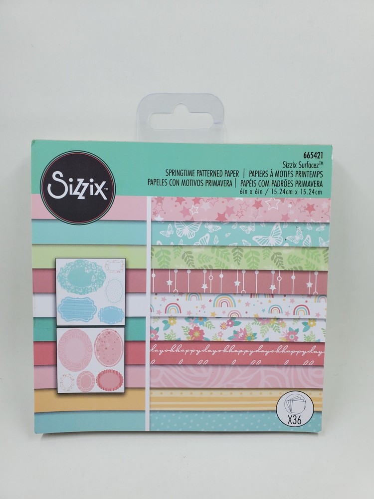 CCP4 Sizzix Surfacez 6" X 6" Springtime Patterned Paper Pad 36 Sheets