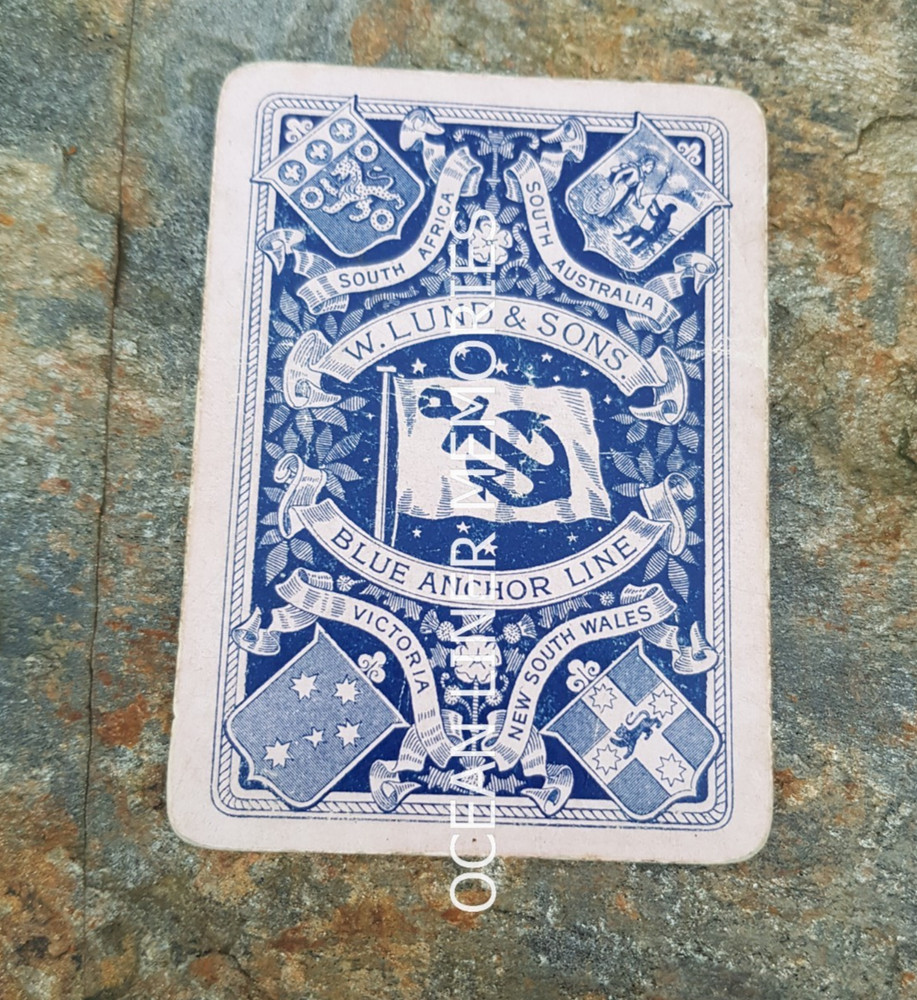 Lund's Blue Anchor Line playing card