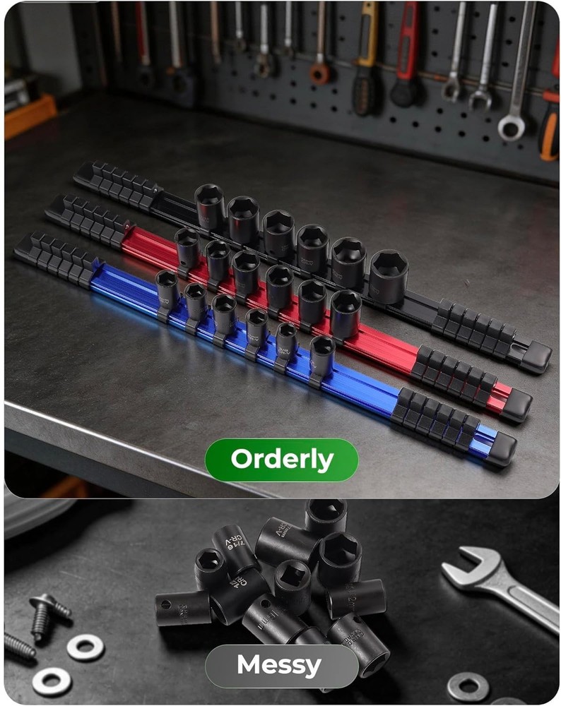 Strong Aluminum Socket Storage Solution - 3-Piece Set for Organized Workshops