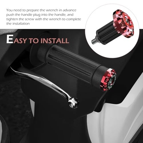 Motorcycle Bar End Plug, Scratch-Resistant Alloy Handlebar Grip End 2 PCS Red