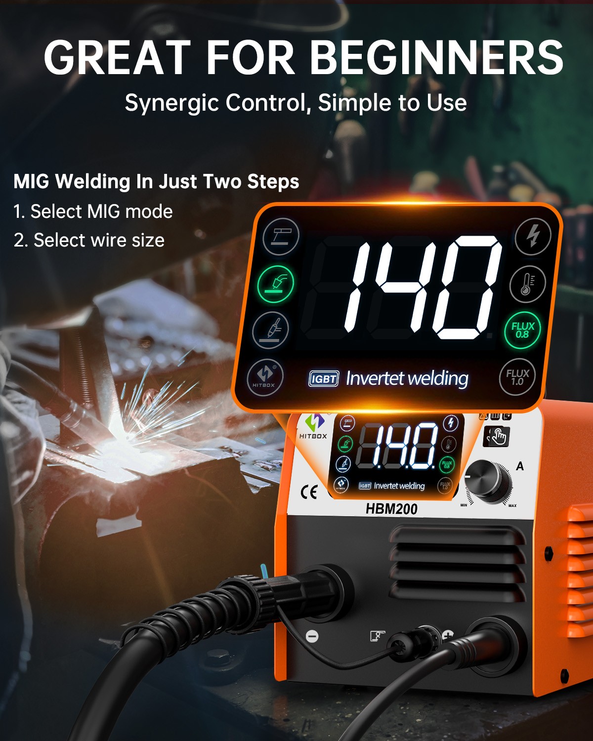 Versatile Hitbox 3In1 200A 110V Gasless Flux Core Welder MIG MMA Lift-TiG Welder