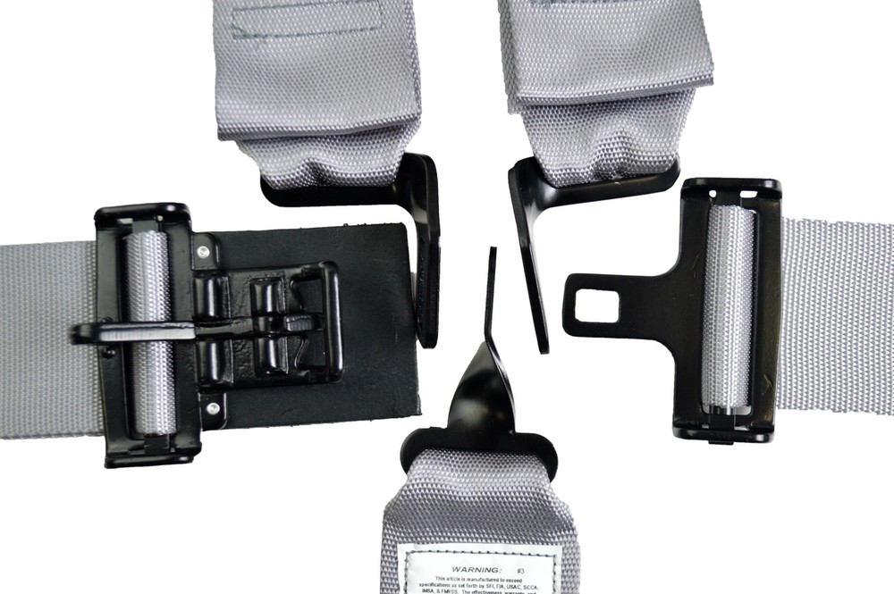 CONTINUOUS LOOP OVER ROLL BAR 3" RACE HARNESS 5 POINT SFI 16.1 LATCH & LINK GRAY