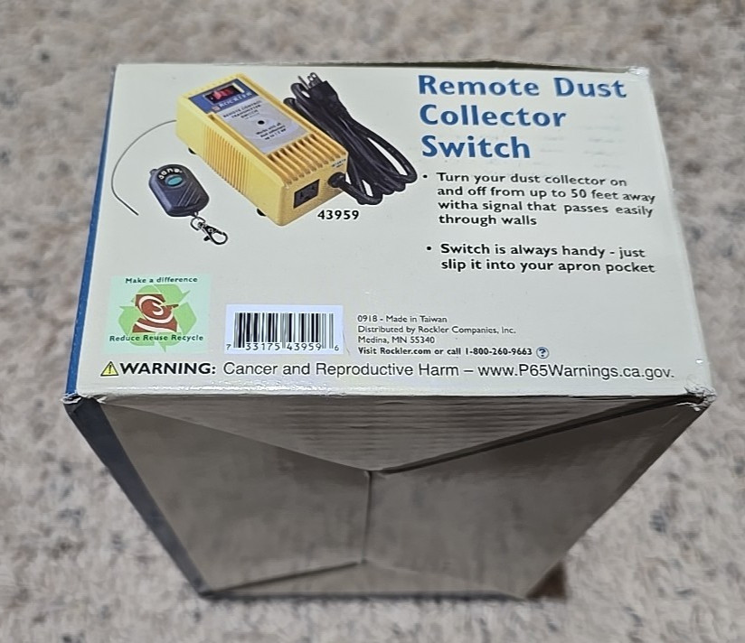 Rockler Remote Control Transmitter Switch 110 volt 1.5 HP w/ Remote