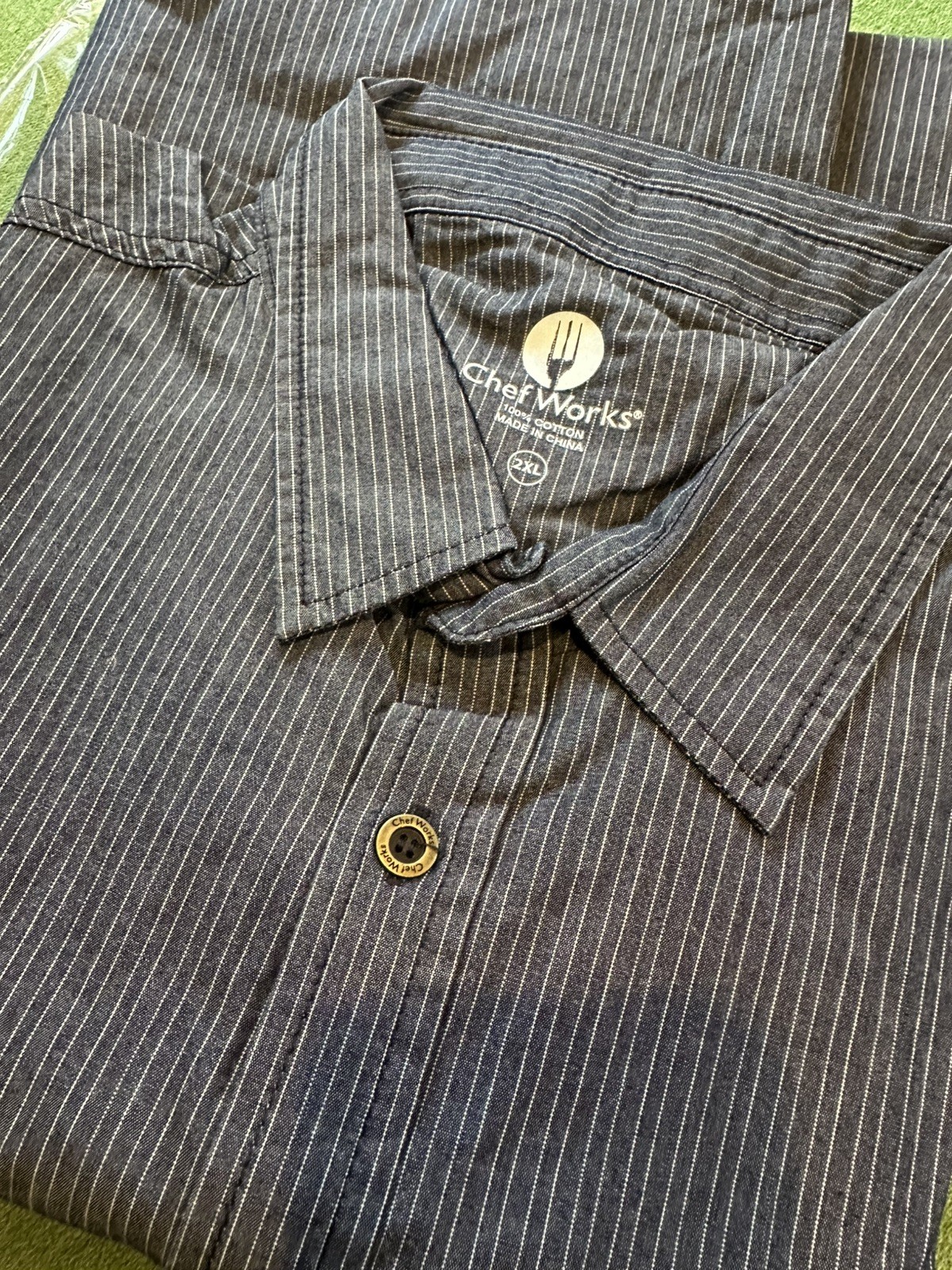 Chef Works Urban Collection navy stripe work shirt 2XL