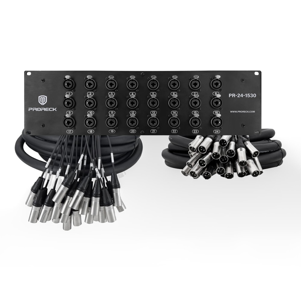 proreck Mount TRS XLR Combo Splitter Snake Cable 15*30'' 24