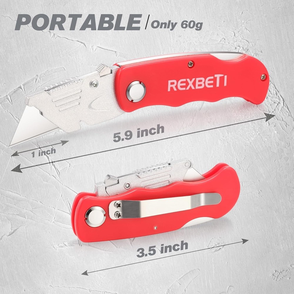4 Box Cutter Folding Pocket Utility Work Knife Quick-Change Locking 10 Blades